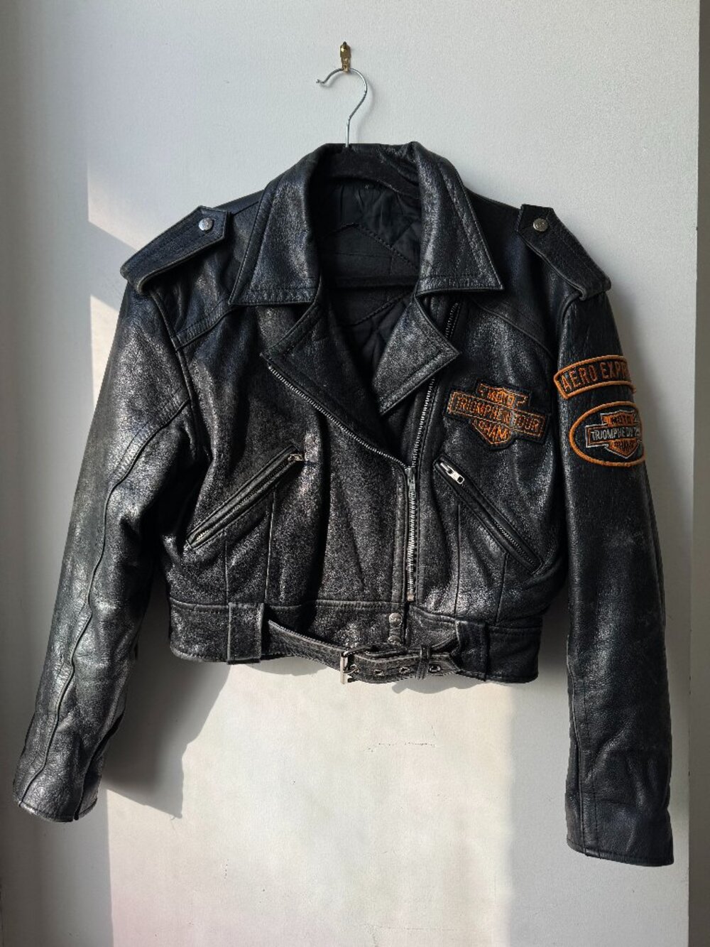 Vintage Harley Davidson black leather jacket